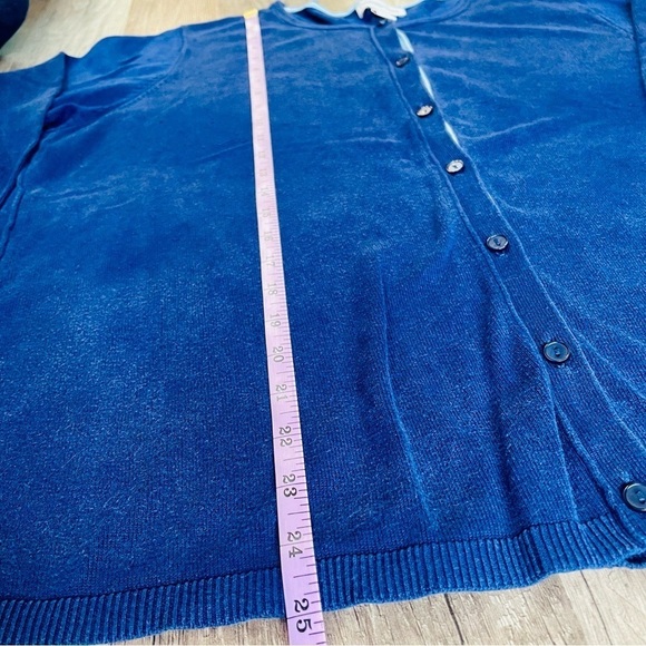 Coldwater Creek Navy Blue Silk Blend 3/4 Sleeve Cardigan 1X - Picture 7 of 7